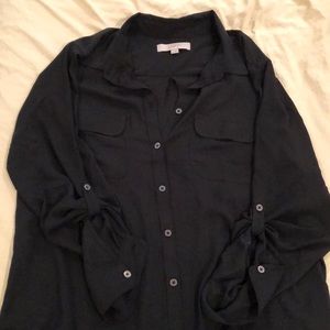 Long sleeve black button up blouse